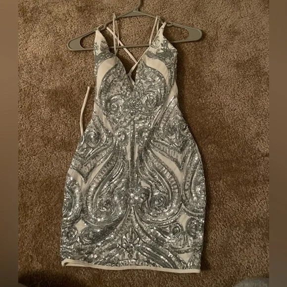 slim fit dress slacks Sparkling Perfection Rhinestone A-Line Mini Dress